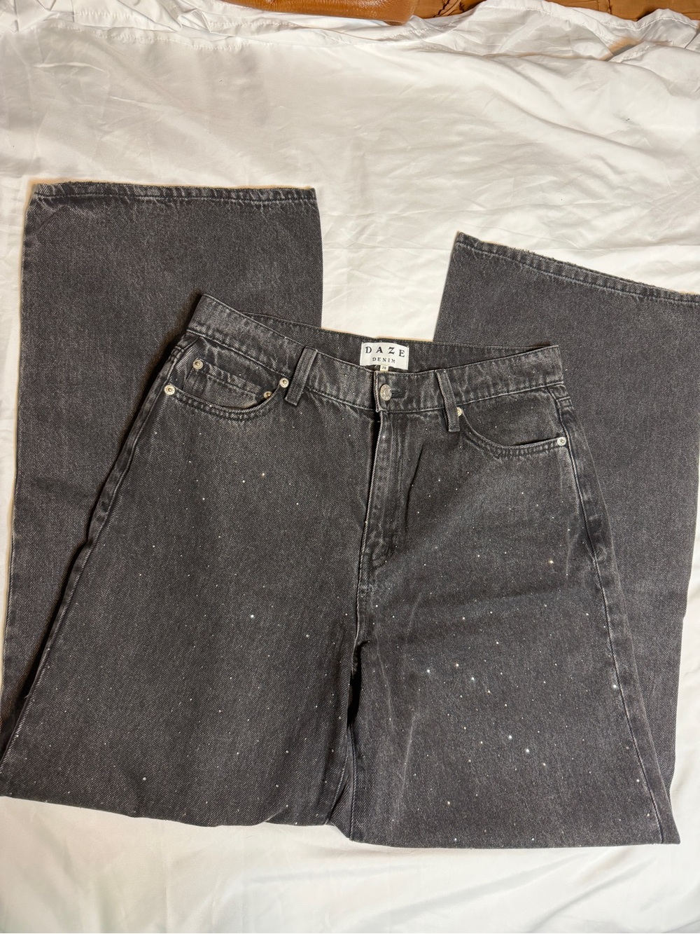 DAZE Black Boyfriend Jeans with Gentle Rhinestone Detail